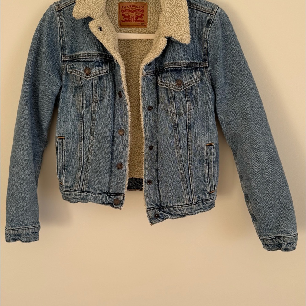 Levi's Blue Denim Sherpa Jacket